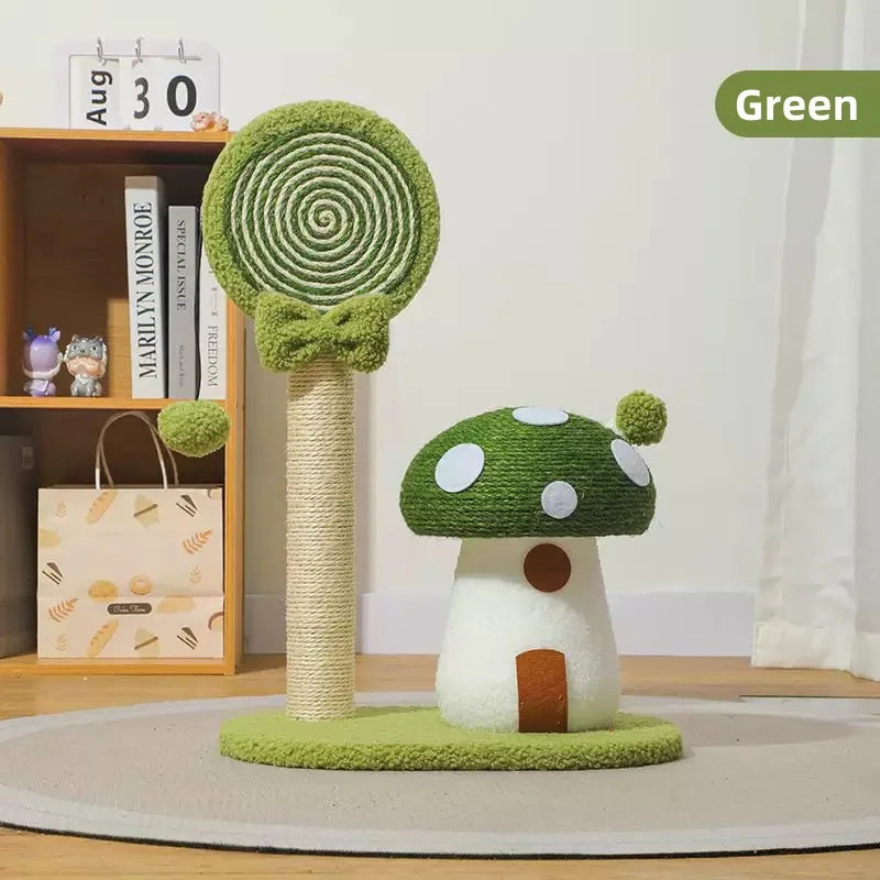 Mystery Paw Mushroom Cat Tree Scratcher - Natural Sisal