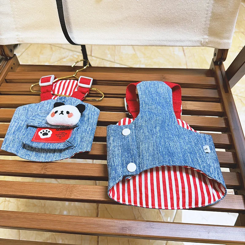 Mystery Paw Stylish Denim Dog Vest with Hat for Small Dogs