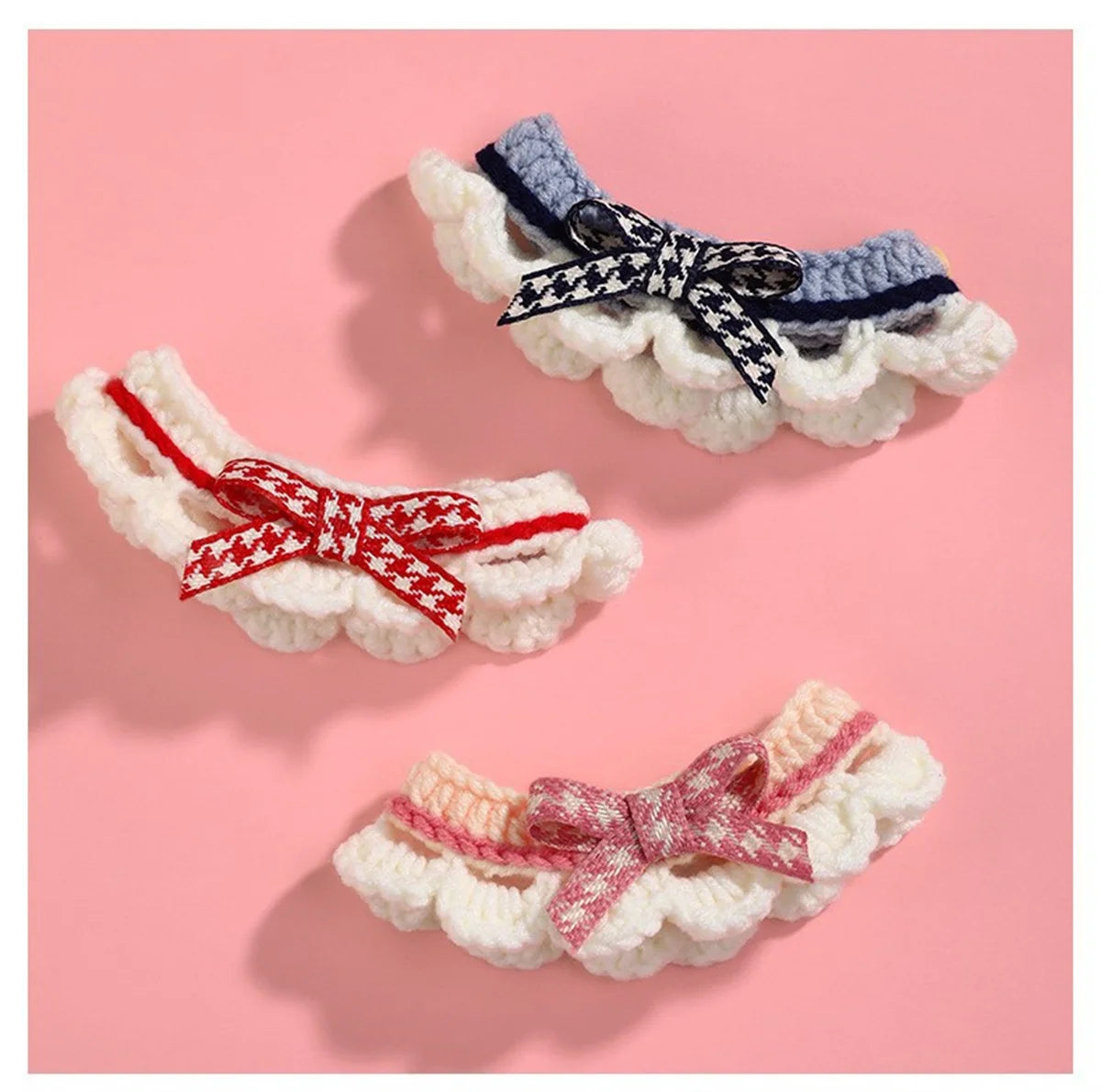 Hand-knitted Bow-knot Cat & Kitten Collar - Mystery Paw