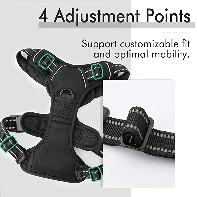 Mystery Paw No-Pull Dog Harness with Dual Leash Clips - Adjustable & Soft Padded