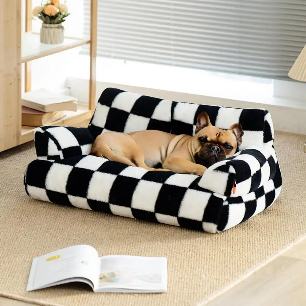 Mystery Paw Plush Pet Bed - Cozy Couch for Cats & Dogs