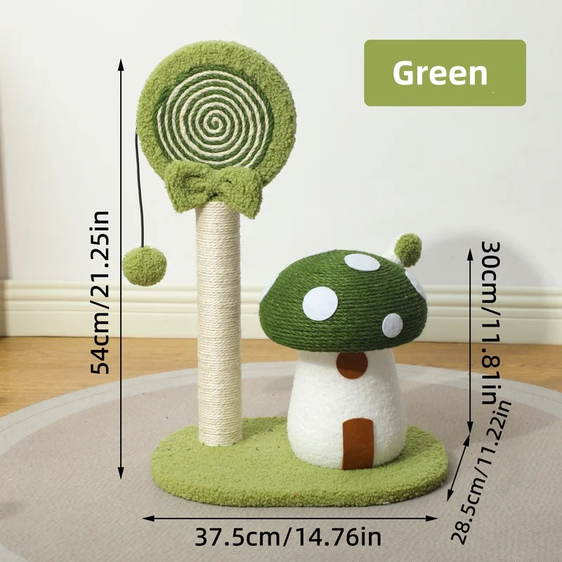 Mystery Paw Mushroom Cat Tree Scratcher - Natural Sisal