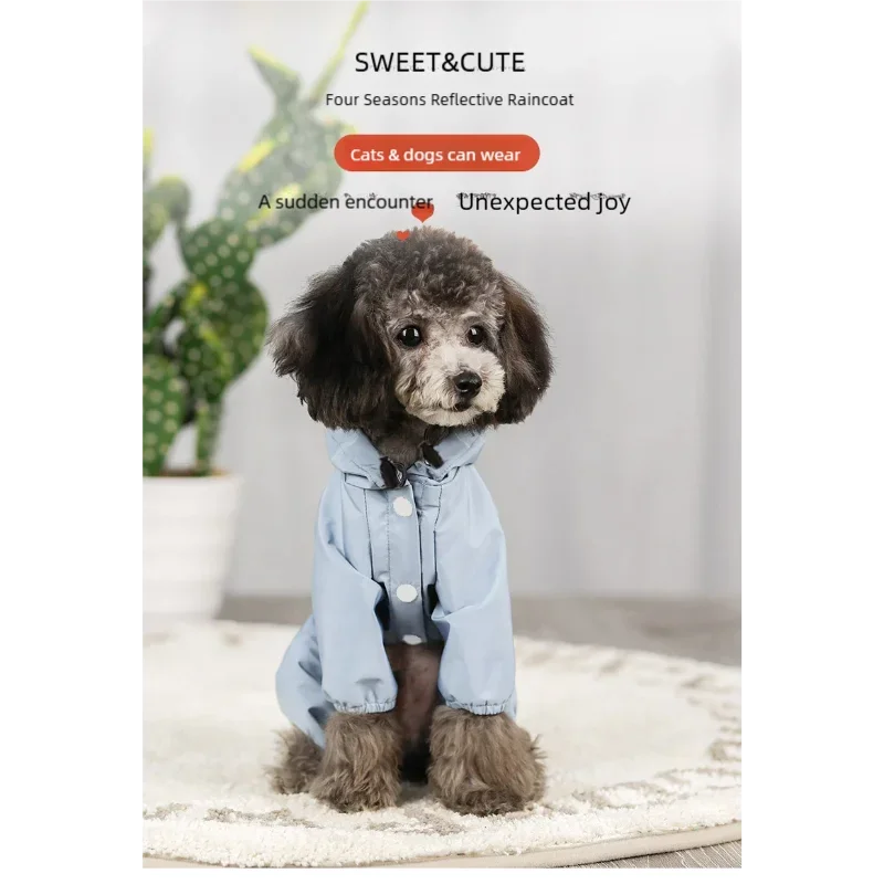Mystery Paw Four-Legged Waterproof Dog Raincoat for Spring and Summer