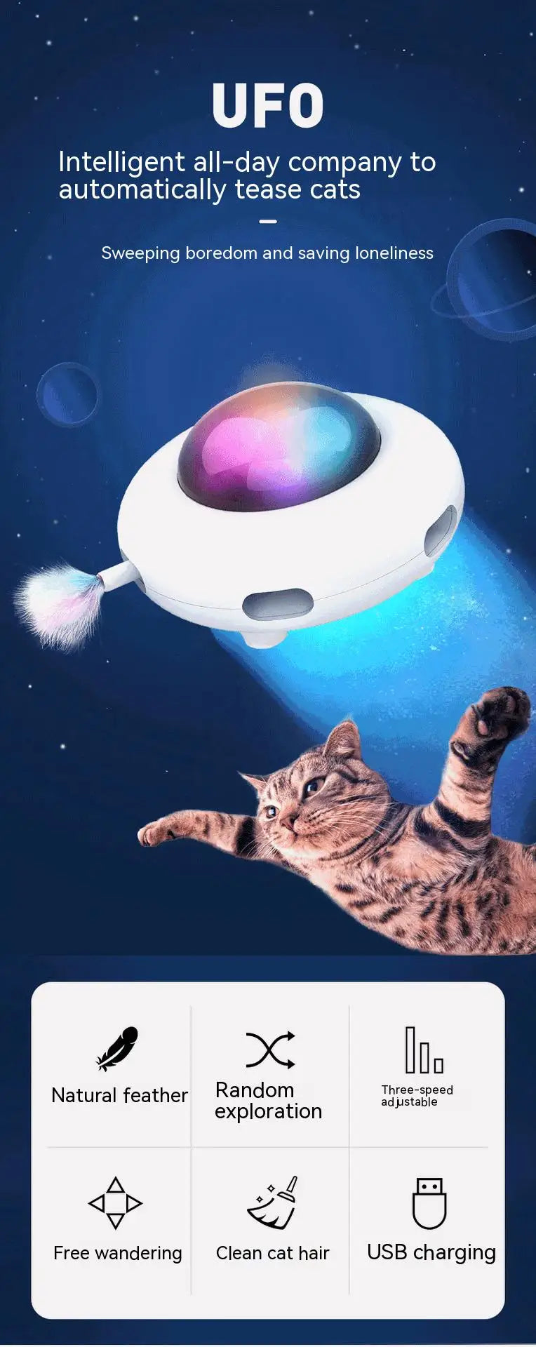 Mystery Paw UFO Cat Teaser - Interactive Feather Toy