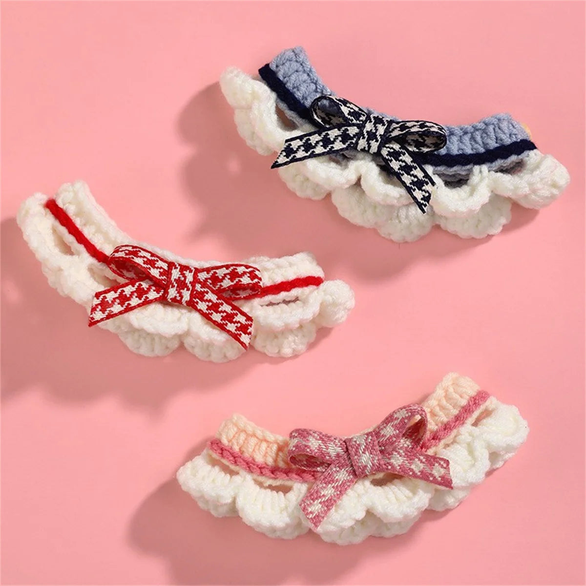 Hand-knitted Bow-knot Cat & Kitten Collar - Mystery Paw