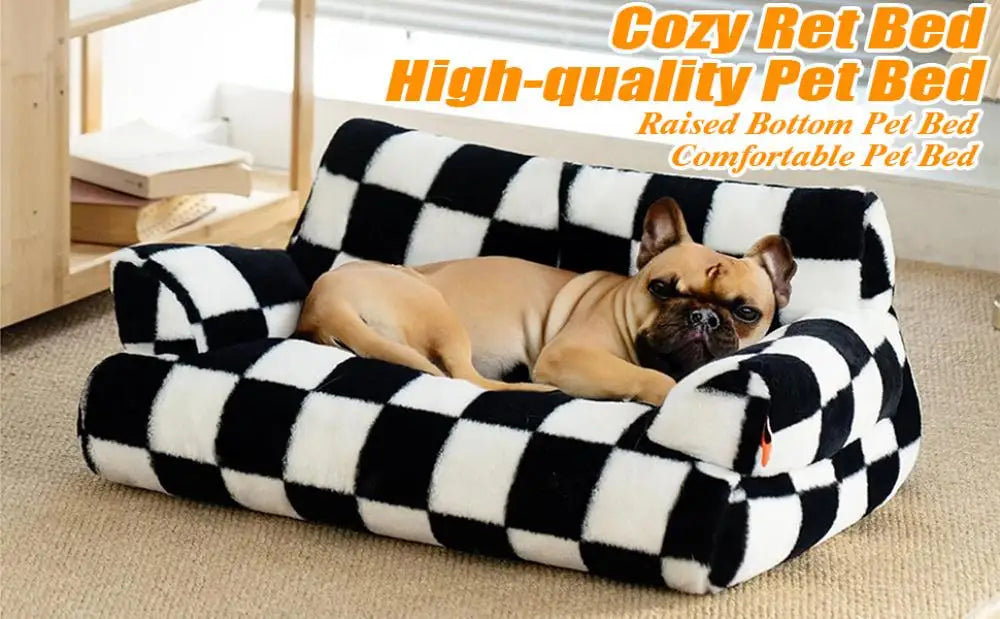 Mystery Paw Plush Pet Bed - Cozy Couch for Cats & Dogs