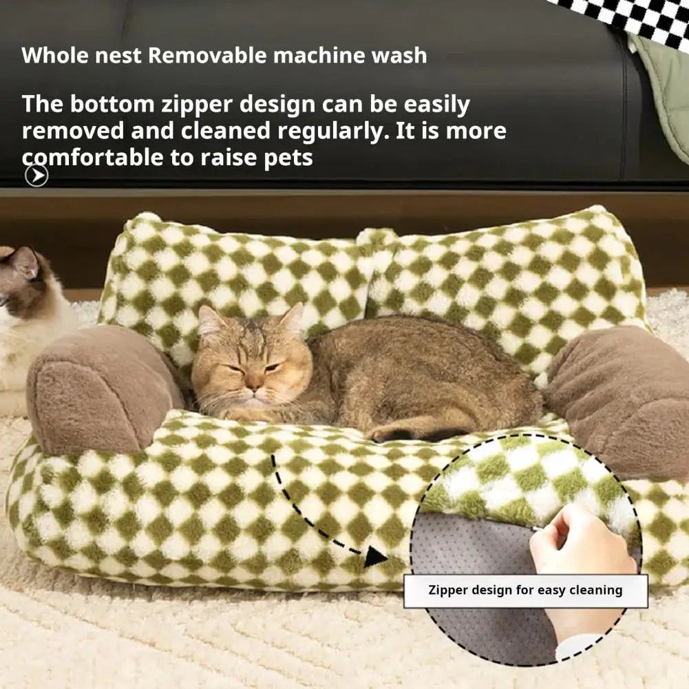 Mystery Paw Plush Pet Bed - Cozy Couch for Cats & Dogs