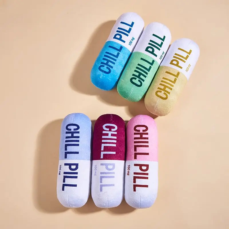 Chill Pill Plush Dog Toy - Built-in Vocal Fun!