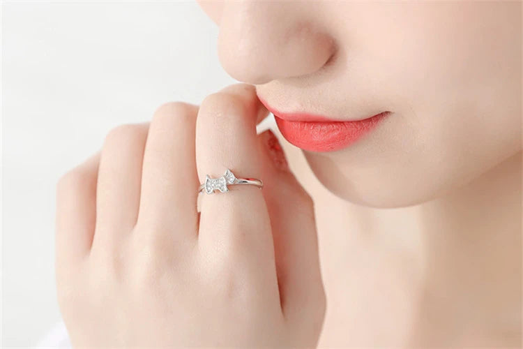 925 Sterling Silver Zircon Puppy Dog Stud Earrings