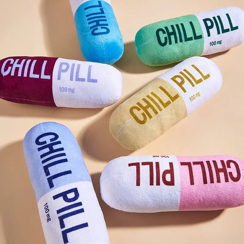 Chill Pill Plush Dog Toy - Built-in Vocal Fun!