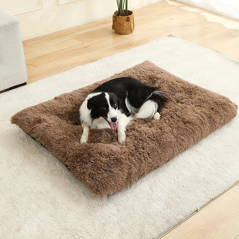 Long Plush Calming Bed - Cozy Retreat for Anxious Pets