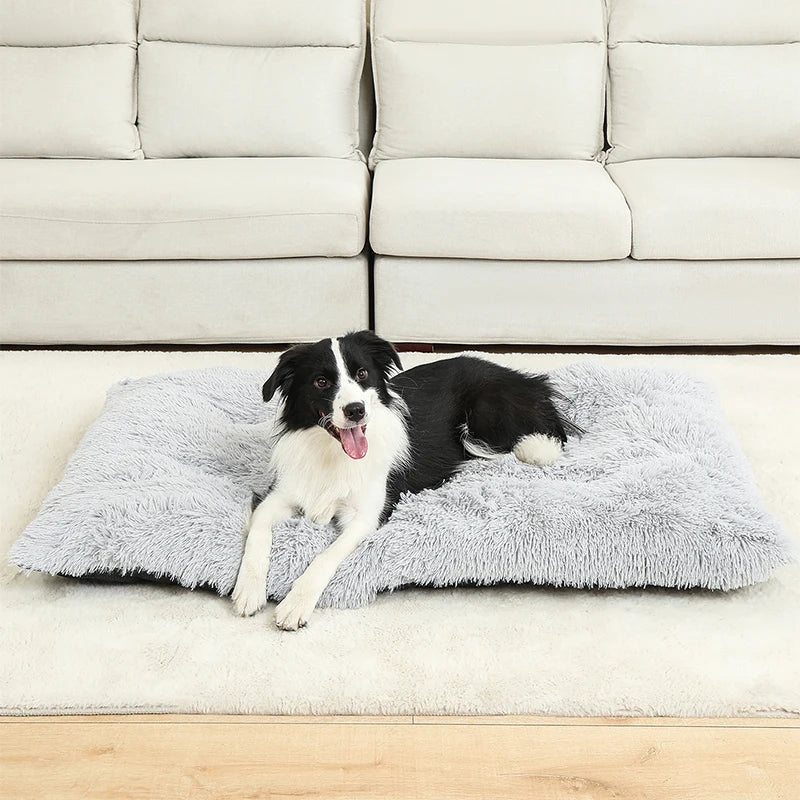 Long Plush Calming Bed - Cozy Retreat for Anxious Pets