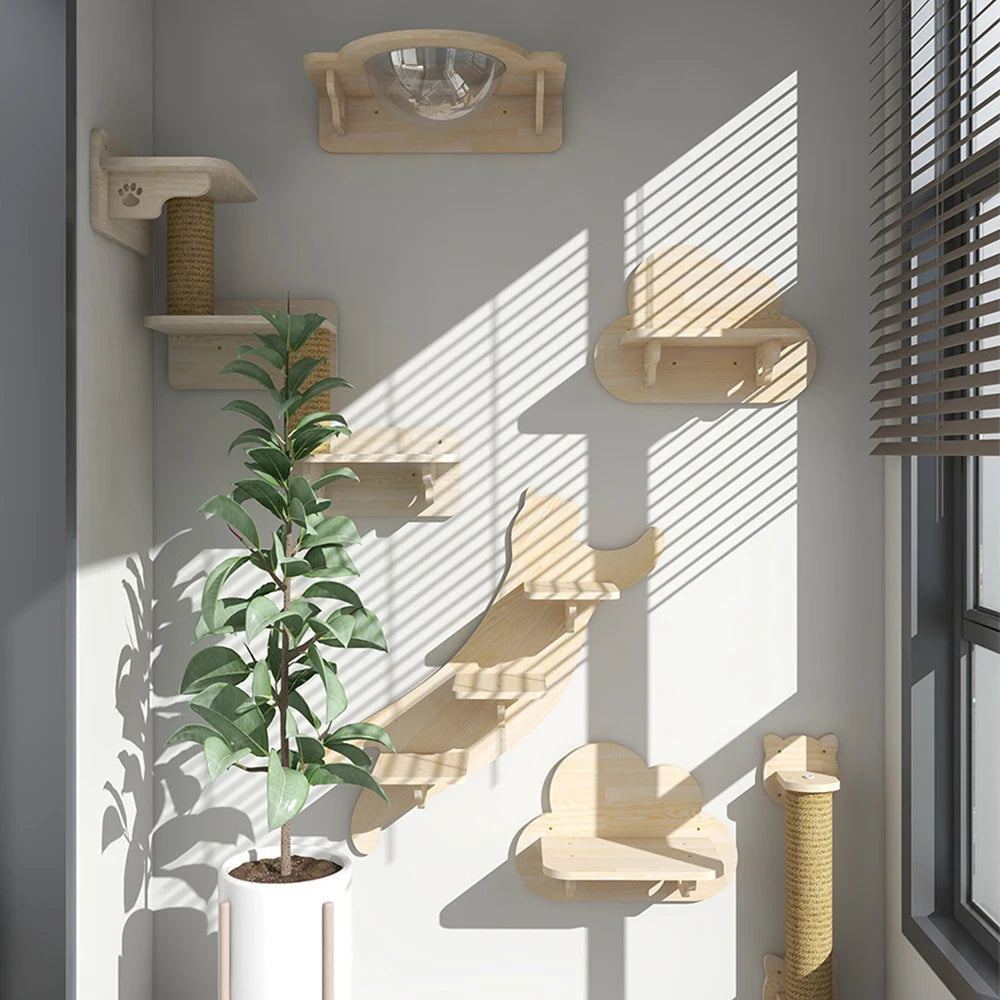Mystery Paw Wall-Mounted Cat Playground: Climb, Scratch, Lounge!