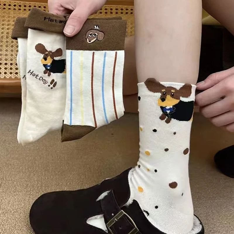 Playful Cartoon Sausage Dog Socks for Pet Lovers