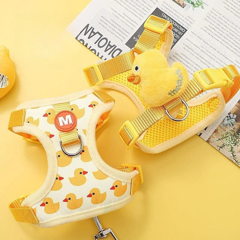 Mystery Paw Cartoon Duck Harness & Leash Set for Small Dogs & Cats