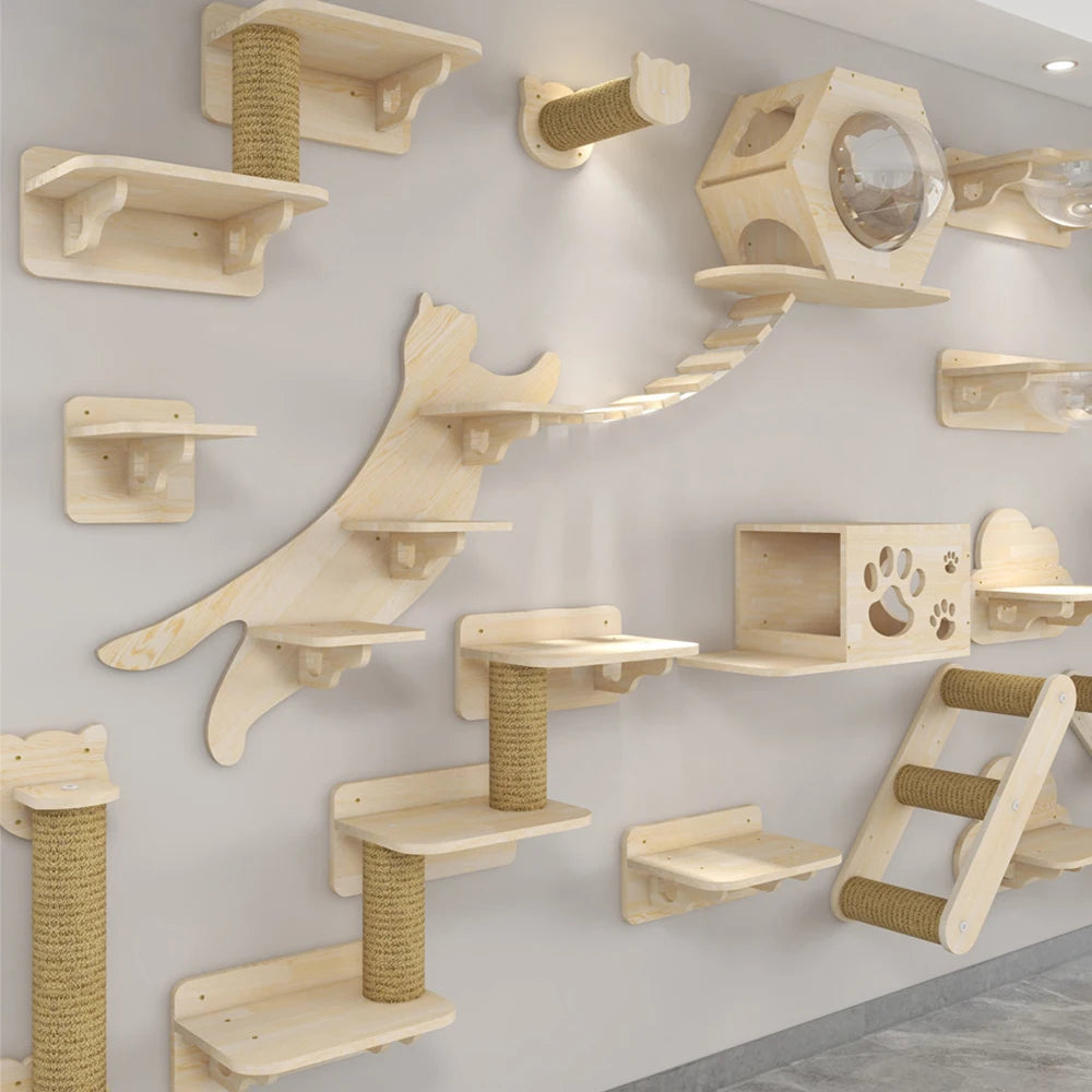 Mystery Paw Wall-Mounted Cat Playground: Climb, Scratch, Lounge!