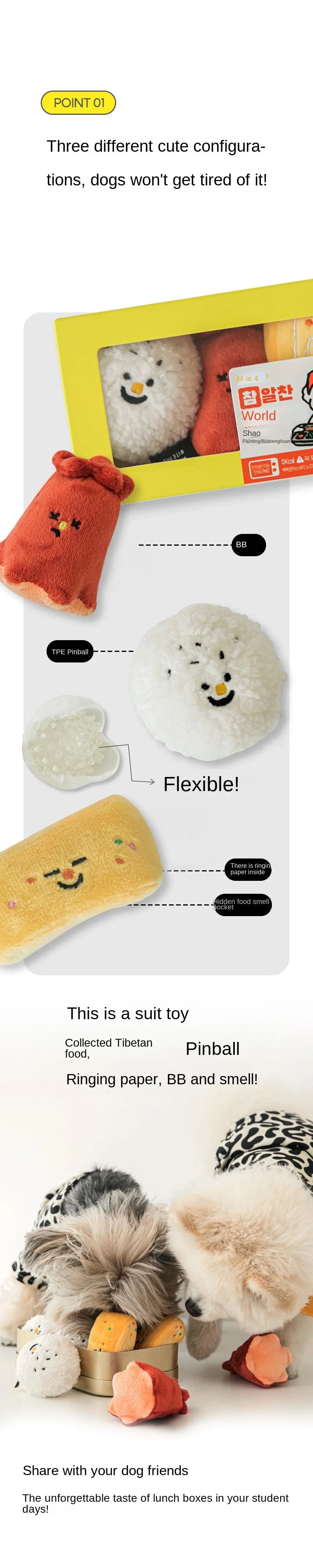 Korean Bento Style Squeaky Toy Set for Dogs - Mystery Paw