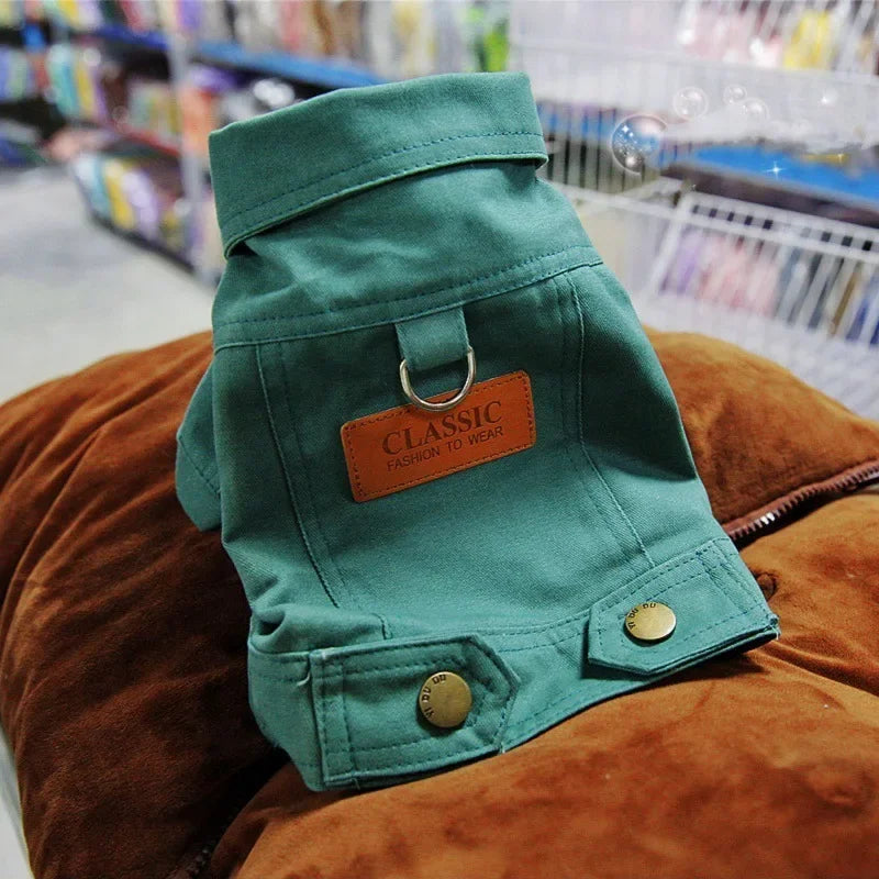 Mystery Paw Spring & Summer Dog Denim Vest with Leash Ring