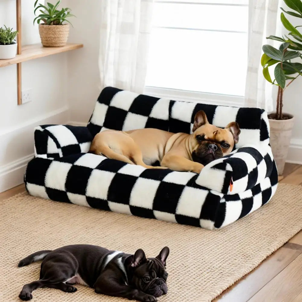 Mystery Paw Plush Pet Bed - Cozy Couch for Cats & Dogs