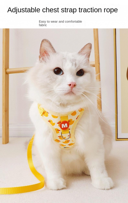 Mystery Paw Cartoon Duck Harness & Leash Set for Small Dogs & Cats