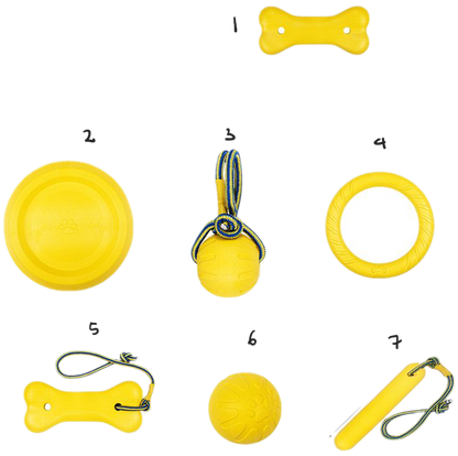 Indestructible Yellow Dog Toy Collection: Fetch, Tug, & Chew Fun!