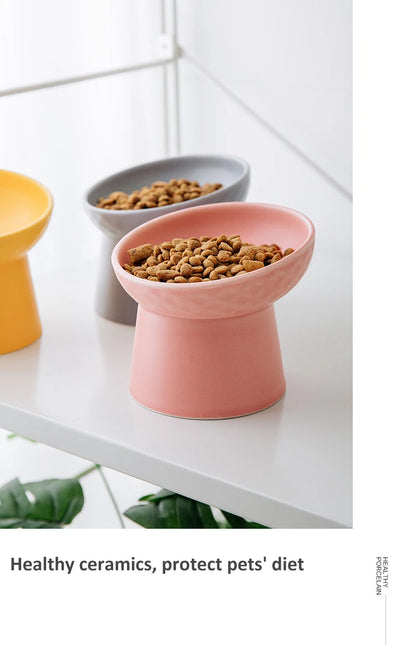 Nordic Style Elevated Ceramic Pet Bowls for Cats & Dogs