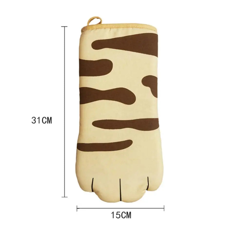 3D Cartoon Cat Paw Oven Mitt - Heat Resistant & Fun!