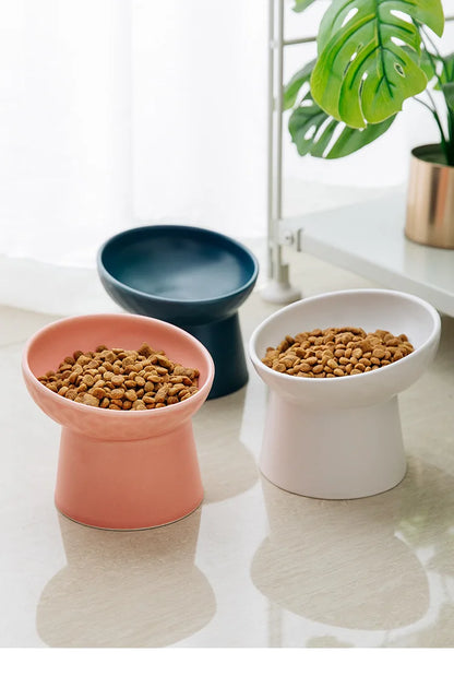 Nordic Style Elevated Ceramic Pet Bowls for Cats & Dogs