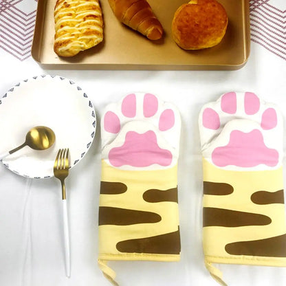 3D Cartoon Cat Paw Oven Mitt - Heat Resistant & Fun!