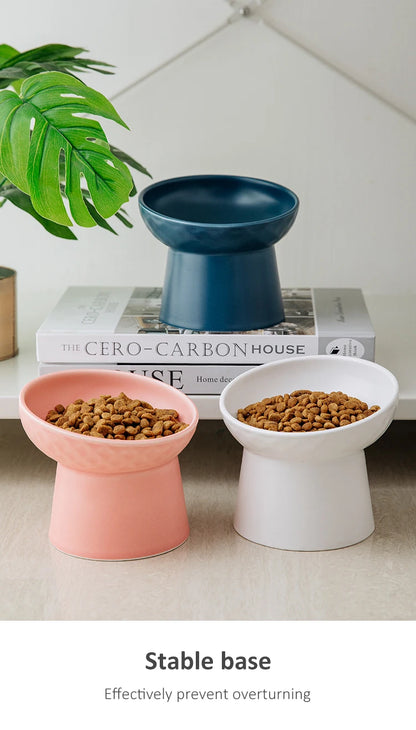 Nordic Style Elevated Ceramic Pet Bowls for Cats & Dogs