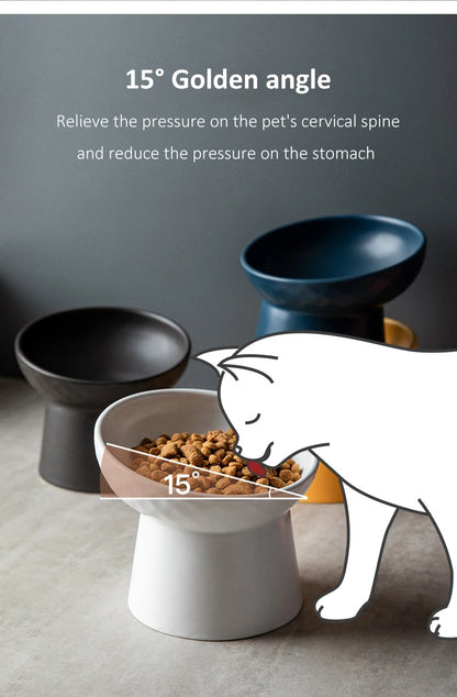 Nordic Style Elevated Ceramic Pet Bowls for Cats & Dogs