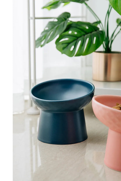 Nordic Style Elevated Ceramic Pet Bowls for Cats & Dogs