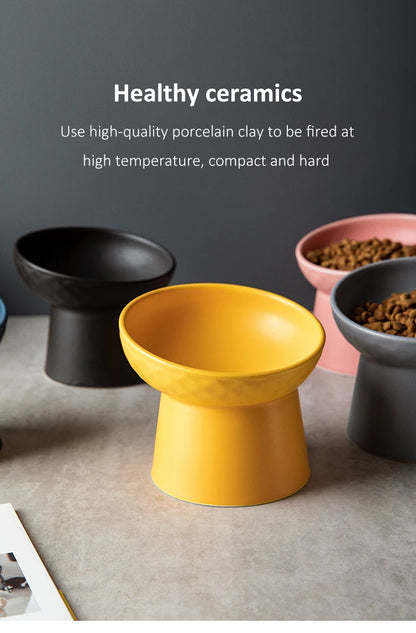 Nordic Style Elevated Ceramic Pet Bowls for Cats & Dogs