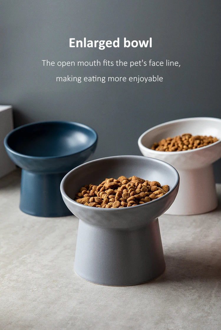 Nordic Style Elevated Ceramic Pet Bowls for Cats & Dogs