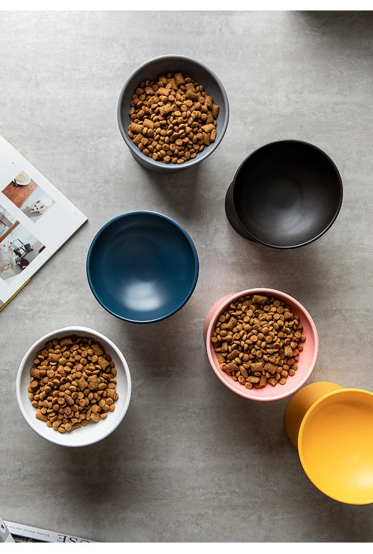 Nordic Style Elevated Ceramic Pet Bowls for Cats & Dogs