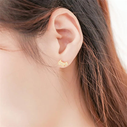 925 Sterling Silver Zircon Puppy Dog Stud Earrings
