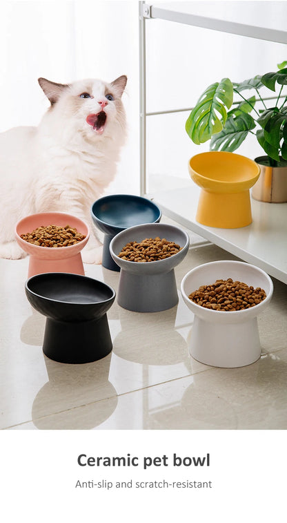 Nordic Style Elevated Ceramic Pet Bowls for Cats & Dogs