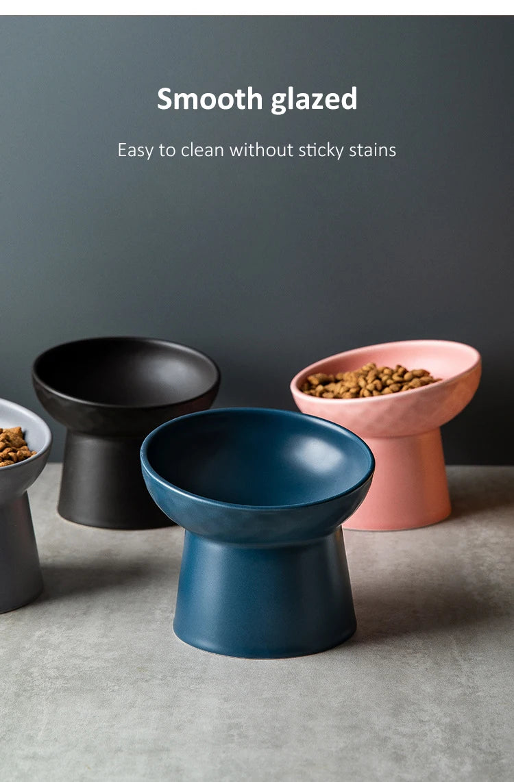 Nordic Style Elevated Ceramic Pet Bowls for Cats & Dogs