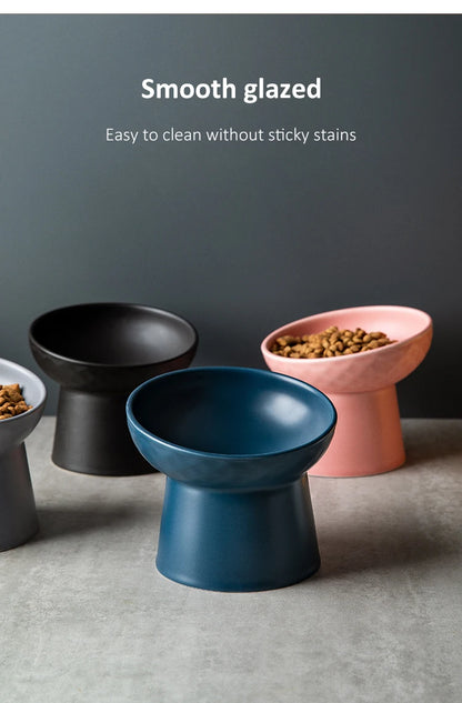 Nordic Style Elevated Ceramic Pet Bowls for Cats & Dogs