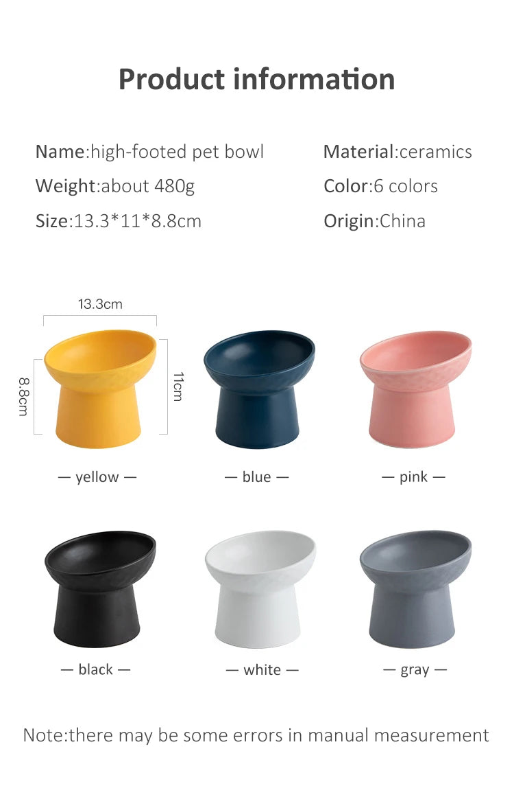 Nordic Style Elevated Ceramic Pet Bowls for Cats & Dogs