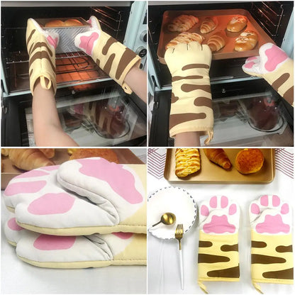3D Cartoon Cat Paw Oven Mitt - Heat Resistant & Fun!