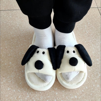 Women's Cartoon Dog Linen Slippers - Cozy & Fun Indoor Footwear