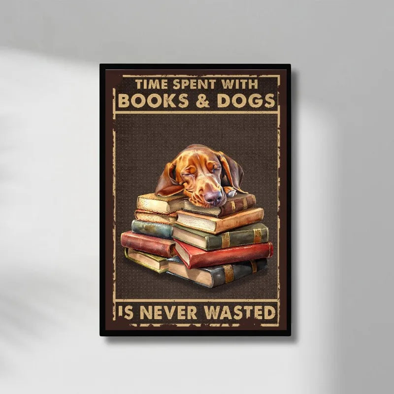 Charming Dog & Books Canvas Print - Perfect for Dog Lovers