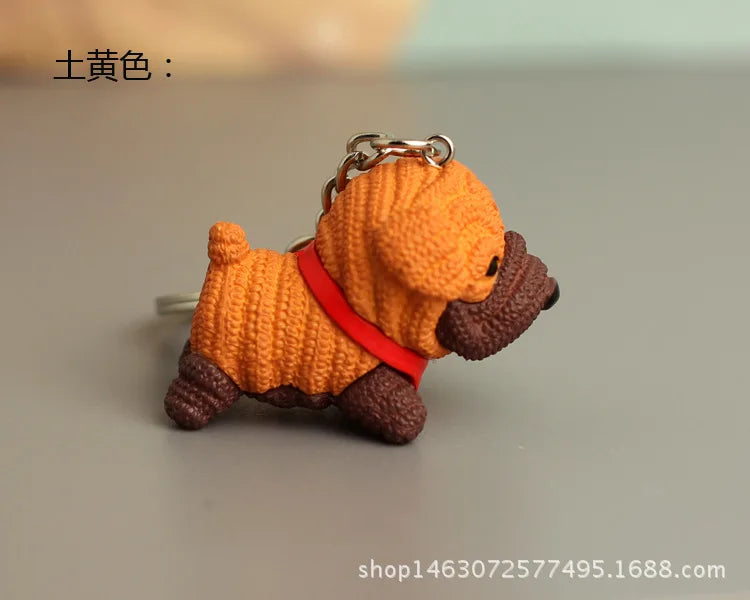 Cartoon Resin Dog Keychain - Cute & Trendy Pet Pendant
