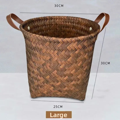 Stylish Plastic Woven Pet Toy Organizer with PU Handle