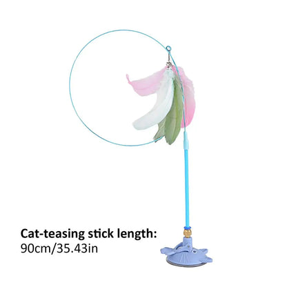 Mystery Paw Suction Cup Feather Teaser Wand - Endless Fun for Your Feline!