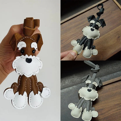 Charming Puppy-Themed Cowhide Key Chains & Backpack Charms