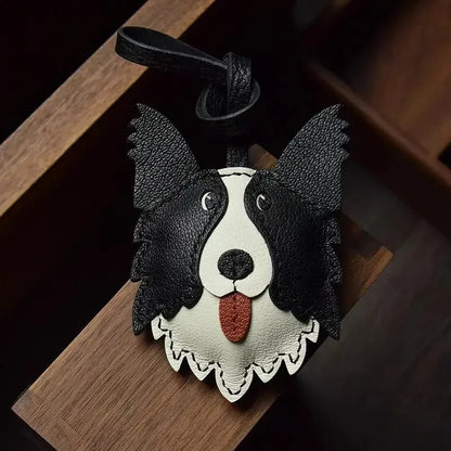 Charming Puppy-Themed Cowhide Key Chains & Backpack Charms