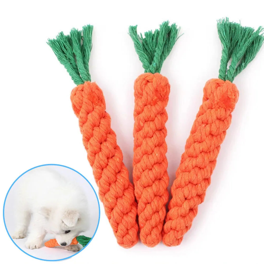 Mystery Paw Kawaii Carrot Rope Dog Chew Toy - Fun & Dental Care Combined!