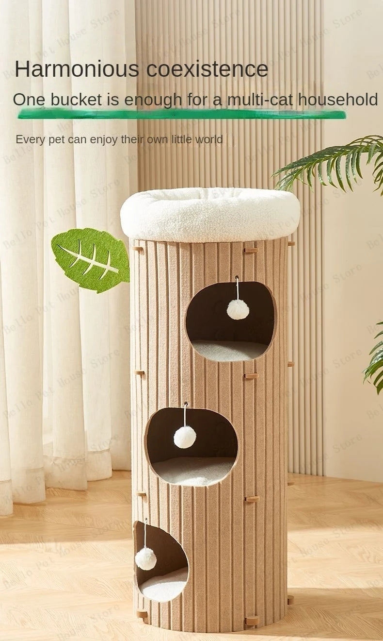 Mystery Paw Multi-layer Felt Cat Tree House & Scratcher